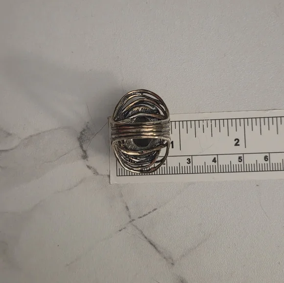 Or Paz Silver and Black Statement Ring - Picture 4 of 7